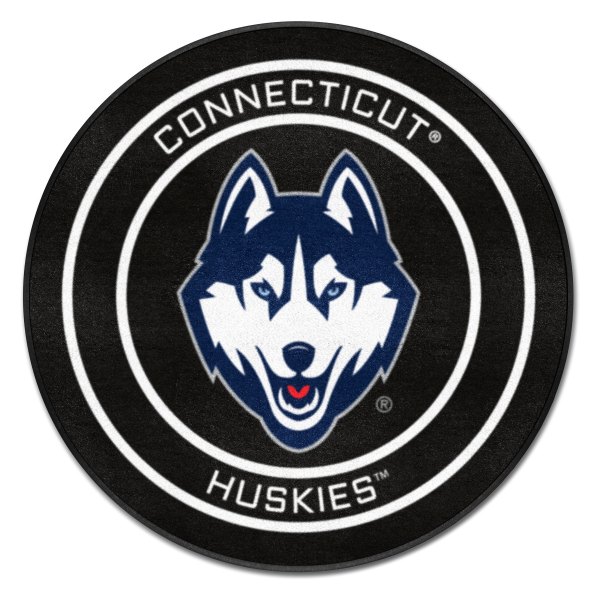 FanMats® - University of Connecticut 27" Dia Nylon Face Hockey Puck Floor Mat with "Husky" Logo