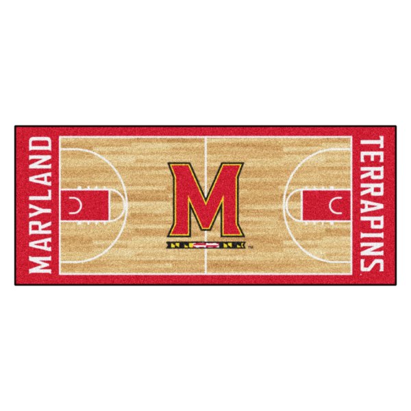 FanMats® - University of Maryland 30" x 72" Nylon Face Basketball Court Runner Mat with "M & Flag Strip" Logo & Wordmark