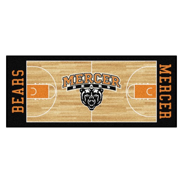 FanMats® - Mercer University 30" x 72" Nylon Face Basketball Court Runner Mat with "Bear Head & Wordmark" Logo & "Bears"