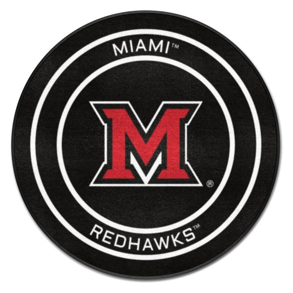 FanMats® - Miami University (OH) 27" Dia Nylon Face Hockey Puck Floor Mat with "Block M" Logo