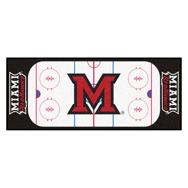 FanMats® - Miami University (OH) 30" x 72" Nylon Face Hockey Rink Runner Mat with "Block M" Logo & Wordmark