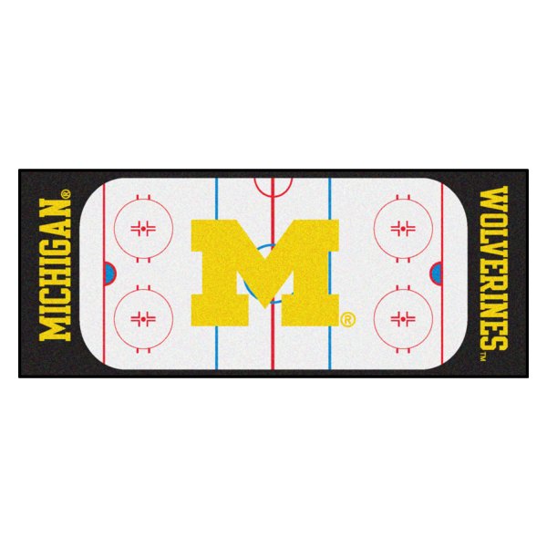 FanMats® - University of Michigan 30" x 72" Nylon Face Hockey Rink Runner Mat with "Block M" Logo