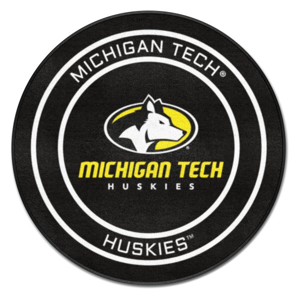 FanMats® - Michigan Tech University 27" Dia Nylon Face Hockey Puck Floor Mat with "Husky" Logo & Wordmark
