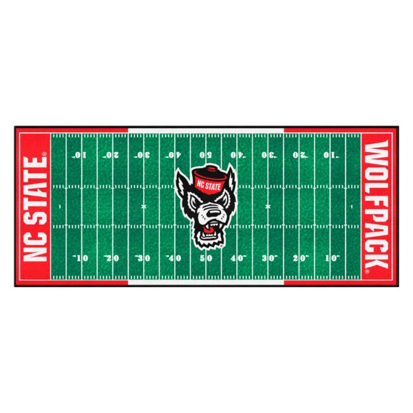 FanMats® - North Carolina State University 30" x 72" Nylon Face Football Field Runner Mat with "NCS" Primary Logo
