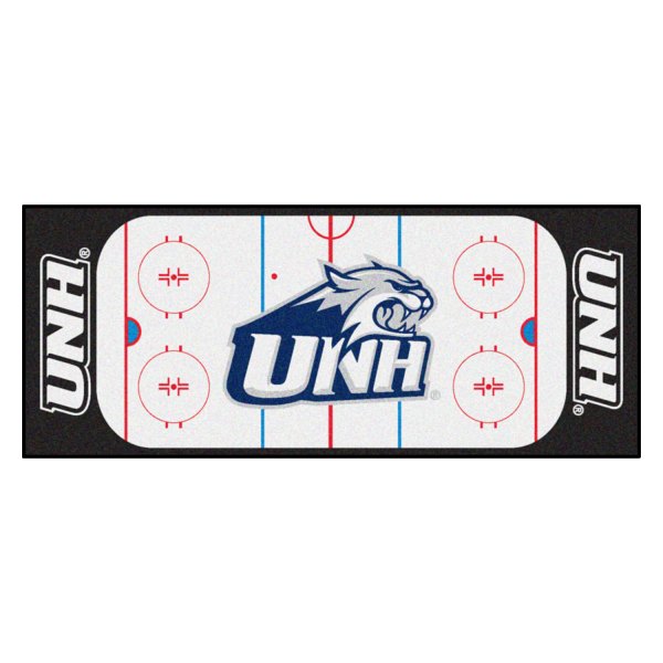 FanMats® - University of New Hampshire 30" x 72" Nylon Face Hockey Rink Runner Mat with "Wildcat Head & UNH" Logo & Wordmark