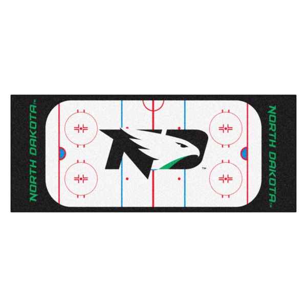 FanMats® - University of North Dakota 30" x 72" Nylon Face Hockey Rink Runner Mat with "ND Hawk" Logo & Wordmark