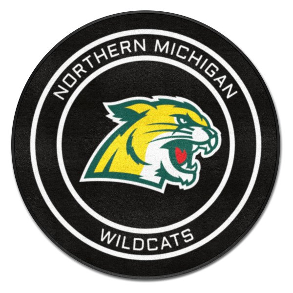 FanMats® - Northern Michigan University 27" Dia Nylon Face Hockey Puck Floor Mat with "Wildcat" Logo & Wordmark
