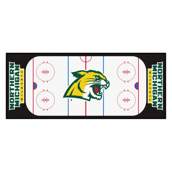 FanMats® - Northern Michigan University 30" x 72" Nylon Face Hockey Rink Runner Mat with "Wildcat" Logo & Wordmark