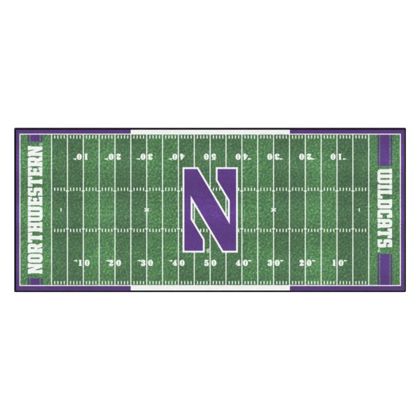 FanMats® - Northwestern University 30" x 72" Nylon Face Football Field Runner Mat with "N" Logo