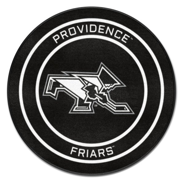 FanMats® - Providence College 27" Dia Nylon Face Hockey Puck Floor Mat with "Friar playing Hockey" Logo