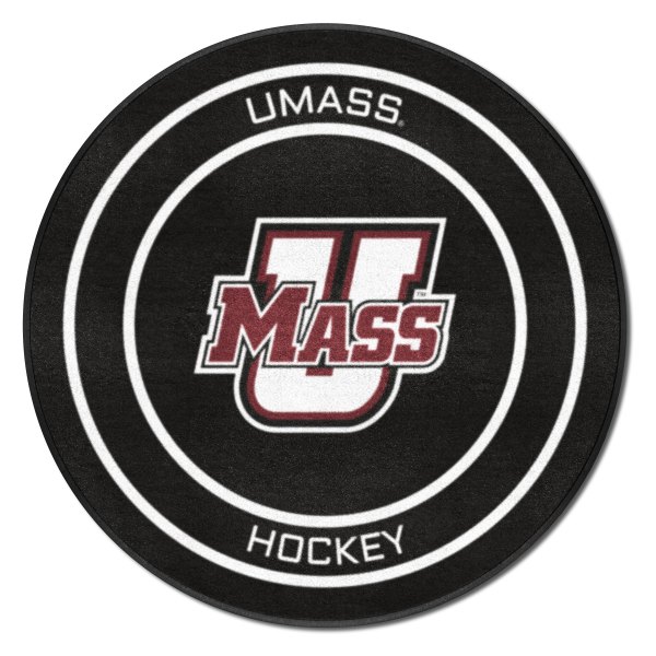 FanMats® - University of Massachusetts 27" Dia Nylon Face Hockey Puck Floor Mat with "U Mass" Logo & Wordmark