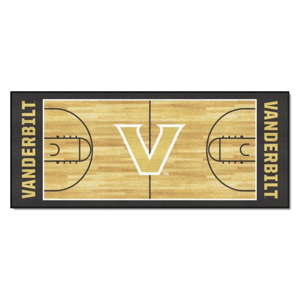 FanMats® - Vanderbilt University 30" x 72" Nylon Face Basketball Court Runner Mat with "V Star" Logo & Wordmark
