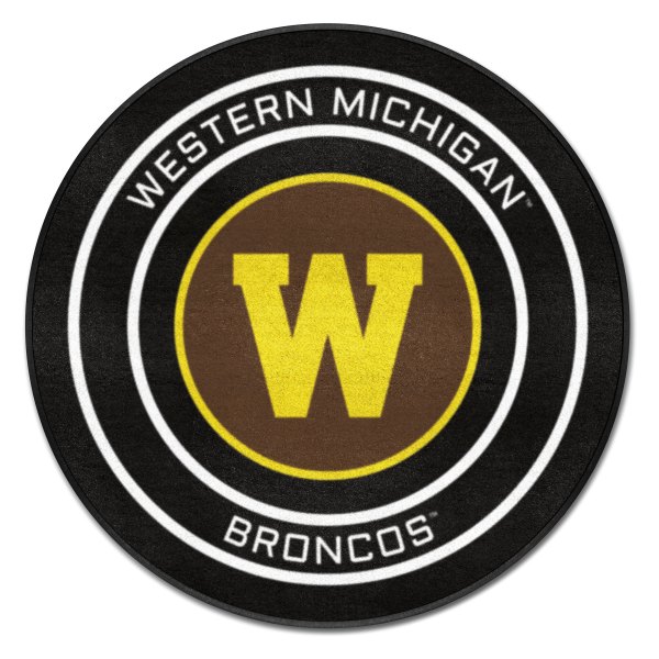 FanMats® - Western Michigan University 27" Dia Nylon Face Hockey Puck Floor Mat with "W & Bronco" Logo