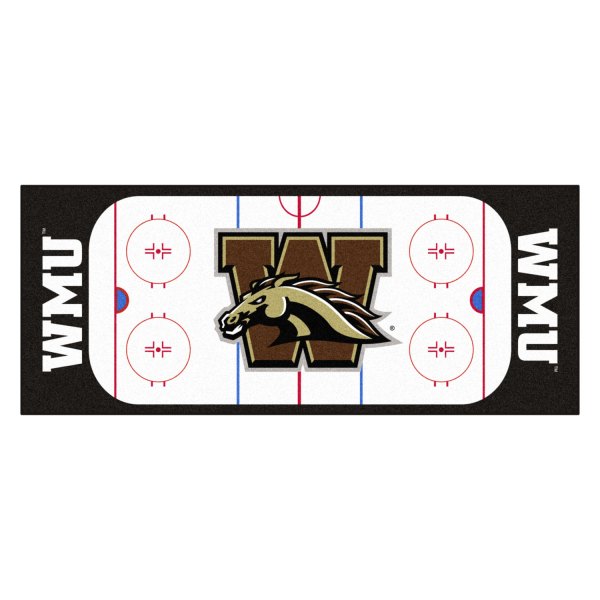 FanMats® - Western Michigan University 30" x 72" Nylon Face Hockey Rink Runner Mat with "W & Bronco" Logo & Wordmark