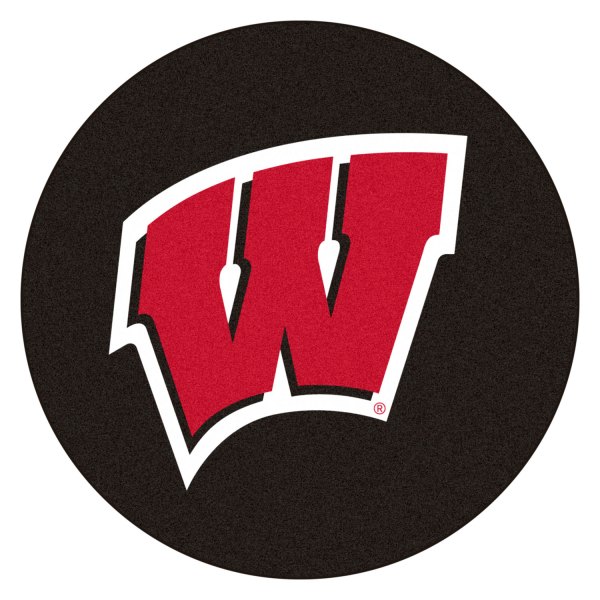 FanMats® - University of Wisconsin 27" Dia Nylon Face Hockey Puck Floor Mat with "W" Logo