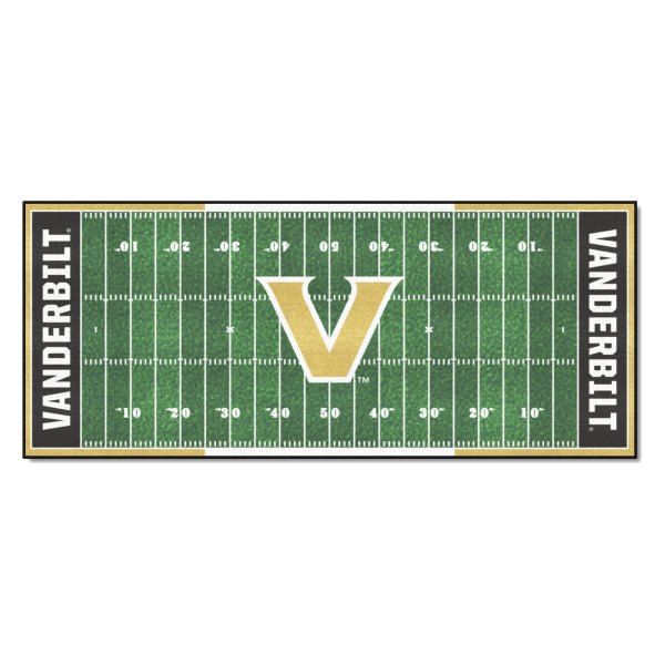 FanMats® - Vanderbilt University 30" x 72" Nylon Face Football Field Runner Mat with "V Star" Logo & Wordmark