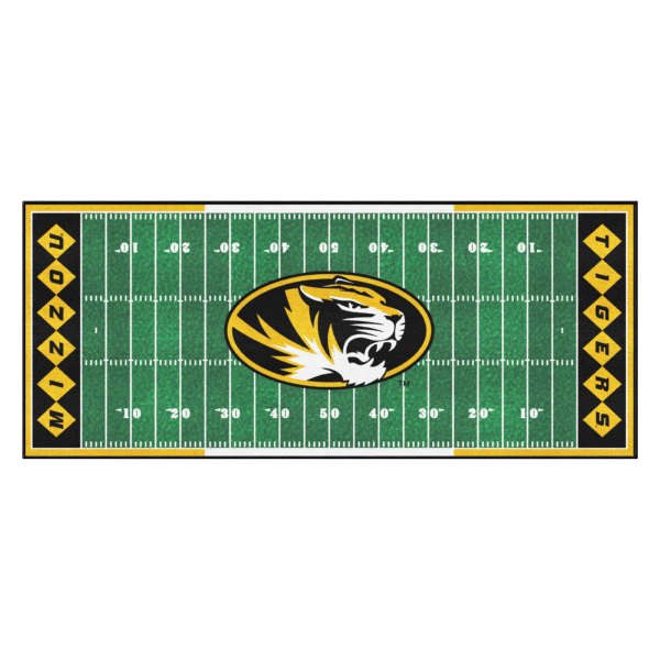 FanMats® - University of Missouri 30" x 72" Nylon Face Football Field Runner Mat with "Oval Tiger" Logo