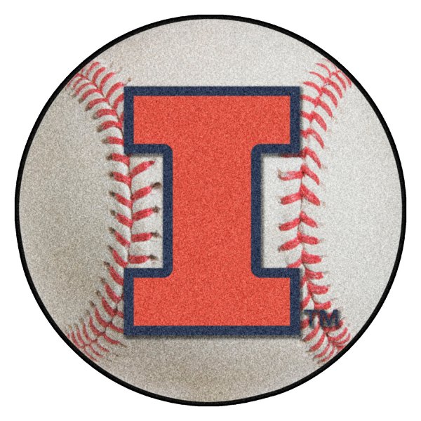FanMats® - University of Illinois 27" Dia Nylon Face Baseball Ball Floor Mat with "I" Logo