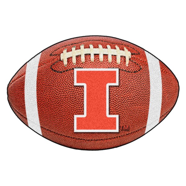 FanMats® - University of Illinois 20.5" x 32.5" Nylon Face Football Ball Floor Mat with "I" Logo