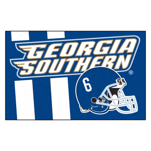 FanMats® - Georgia Southern University 19" x 30" Nylon Face Uniform Starter Mat with Football Helmet with Wordmark & Stripe