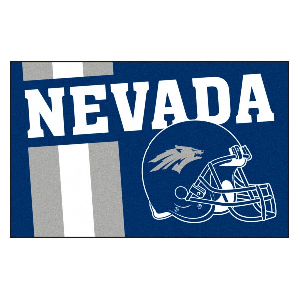 FanMats® - University of Nevada 19" x 30" Nylon Face Uniform Starter Mat with Football Helmet with Wordmark & Stripe