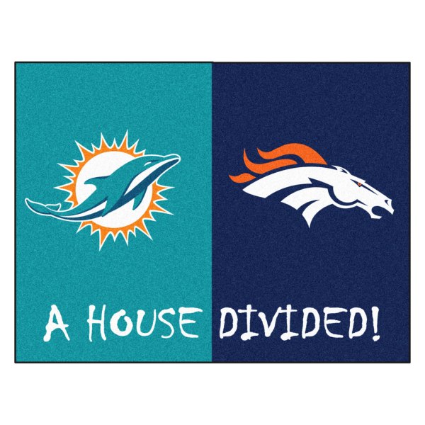 FanMats® - Miami Dolphins/Denver Broncos 33.75" x 42.5" Nylon Face House Divided Floor Mat