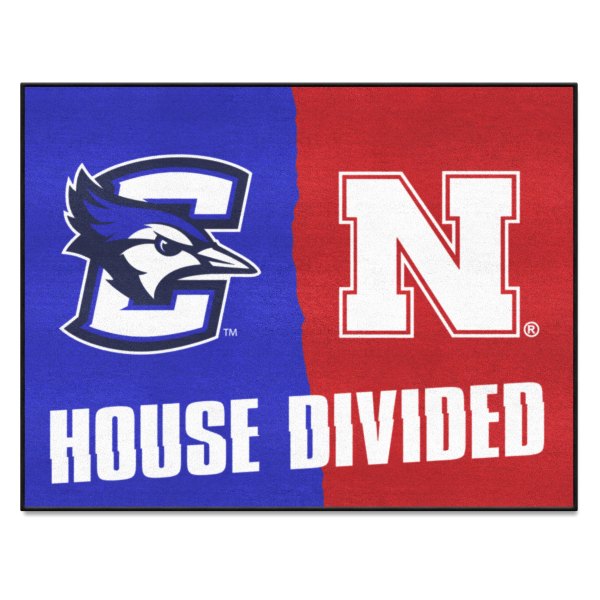 FanMats® - Creighton University/University of Nebraska 33.75" x 42.5" Nylon Face House Divided Floor Mat