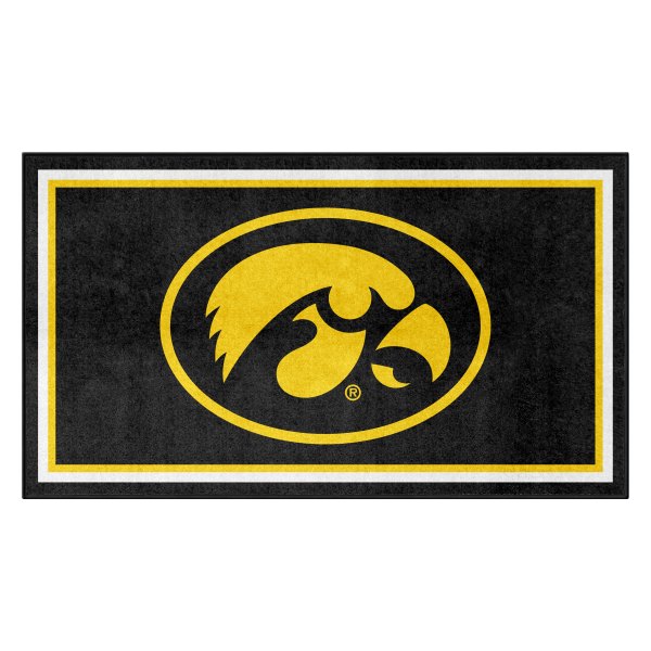 FanMats® - University of Iowa 36" x 60" Nylon Face Plush Floor Rug with "Hawkeye" Logo