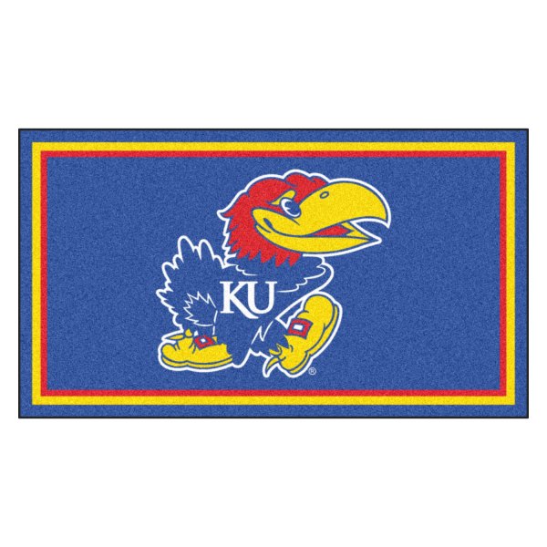 FanMats® - University of Kansas 36" x 60" Nylon Face Plush Floor Rug with "KU Bird" Logo