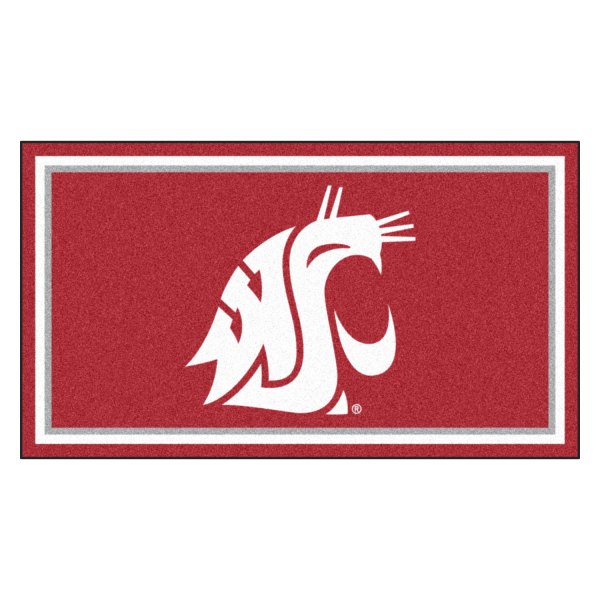 FanMats® - Washington State University 36" x 60" Nylon Face Plush Floor Rug with "WS Cougar" Logo