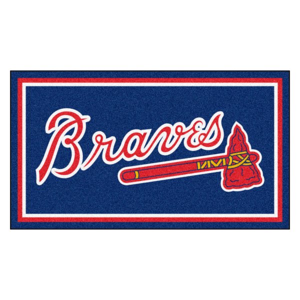 FanMats® - Atlanta Braves 36" x 60" Nylon Face Plush Floor Rug with "Braves Script with Tomahawk"