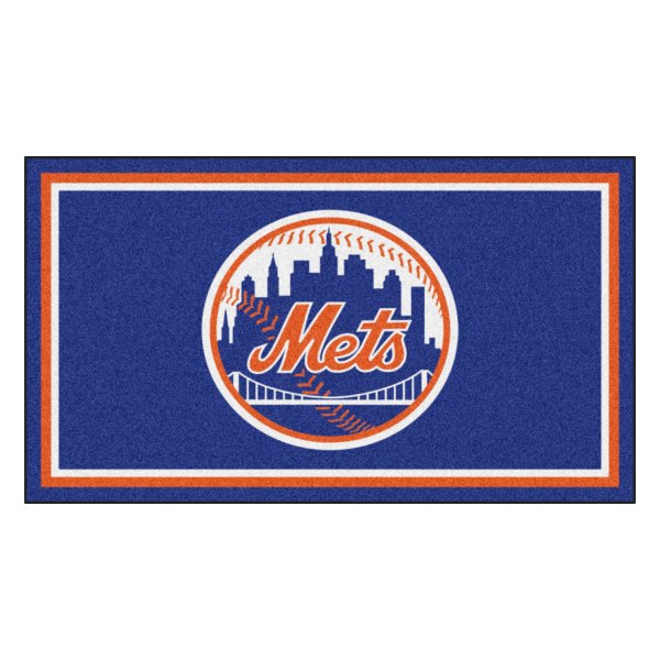FanMats® - New York Mets 36" x 60" Nylon Face Plush Floor Rug with "Circular Baseball with Script Mets" Logo
