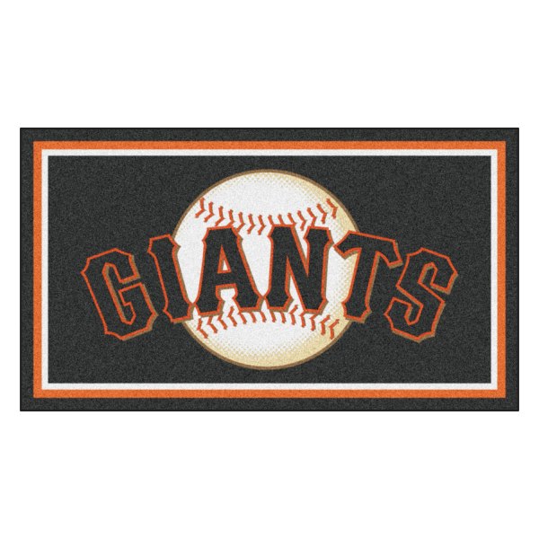 FanMats® - San Francisco Giants 36" x 60" Nylon Face Plush Floor Rug with "Baseball with Giants Wordmark" Logo