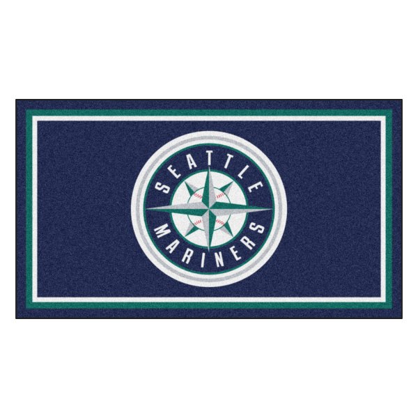 FanMats® - Seattle Mariners 36" x 60" Nylon Face Plush Floor Rug with "Circular Seattle Mariners Compass" Logo