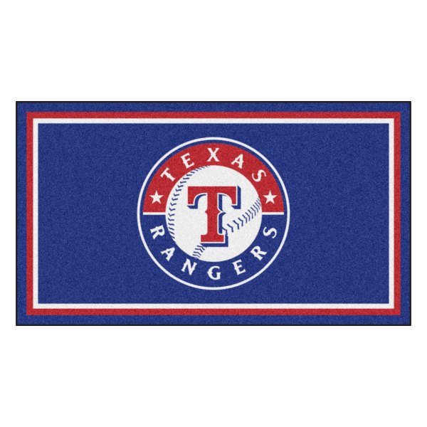 FanMats® - Texas Rangers 36" x 60" Nylon Face Plush Floor Rug with "Circular Teaxas Rangers, Badeball & T" Logo