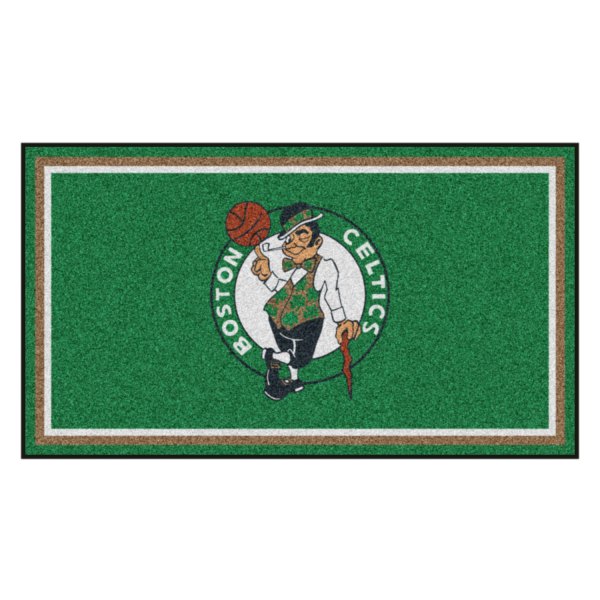 FanMats® - Boston Celtics 36" x 60" Nylon Face Plush Floor Rug with "Clover & Celtics" Logo