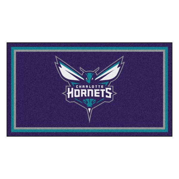 FanMats® - Charlotte Hornets 36" x 60" Nylon Face Plush Floor Rug with "Hornet with Wordmark" Logo