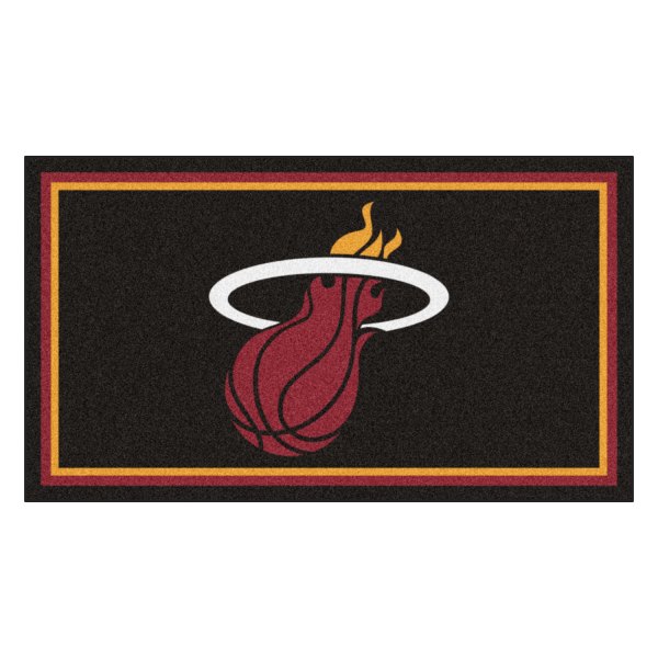 FanMats® - Miami Heat 36" x 60" Nylon Face Plush Floor Rug with "Flaming Basketball" Logo