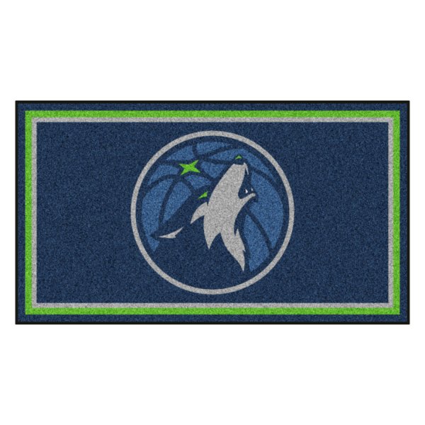 FanMats® - Minnesota Timberwolves 36" x 60" Nylon Face Plush Floor Rug with "Basketball & Wolf" Partial Logo