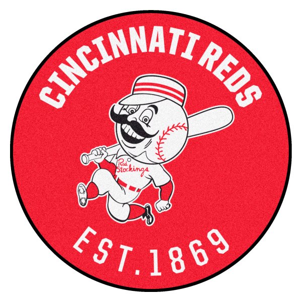 FanMats® - Cooperstown Retro Collection 1967 Cincinnati Reds 27.6" Dia Nylon Face Starter Mat