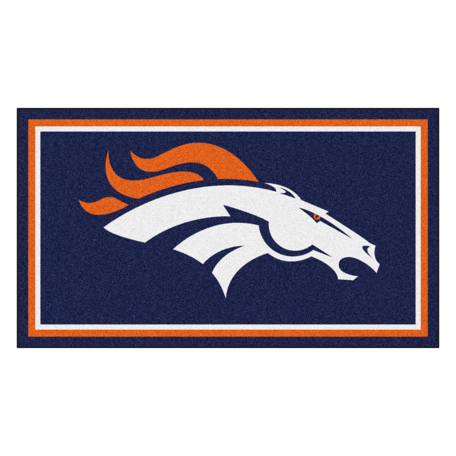 36 x 20.25 Orange & White NFL Denver Broncos Mascot Logo Area Rug