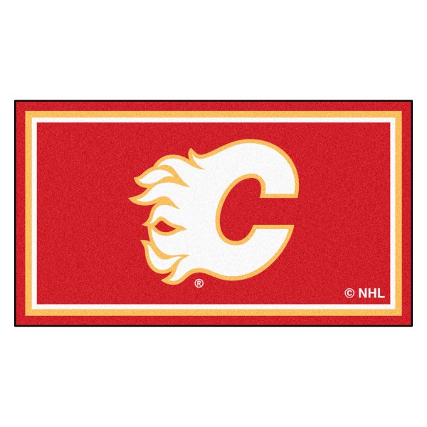 FanMats® - Calgary Flames 36" x 60" Nylon Face Plush Floor Rug with "Flaming C" Logo