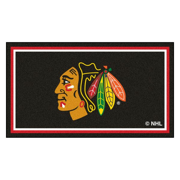 FanMats® - Chicago Blackhawks 36" x 60" Nylon Face Plush Floor Rug with "Native American" Logo