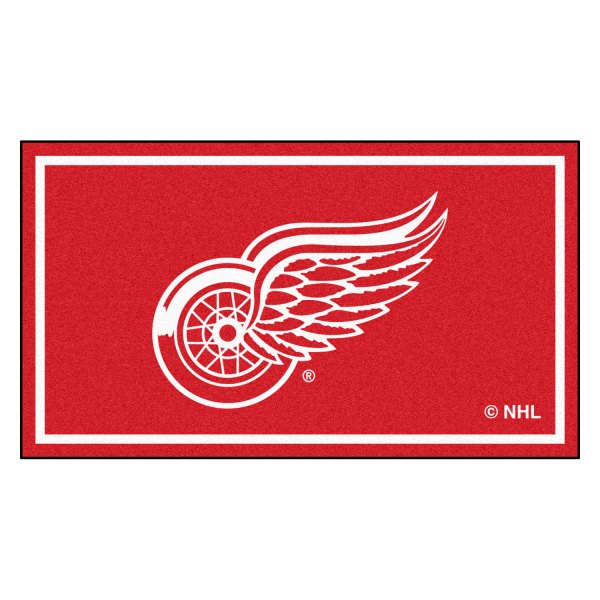 FanMats® - Detroit Red Wings 36" x 60" Nylon Face Plush Floor Rug with "Winged Wheel" Primary Logo