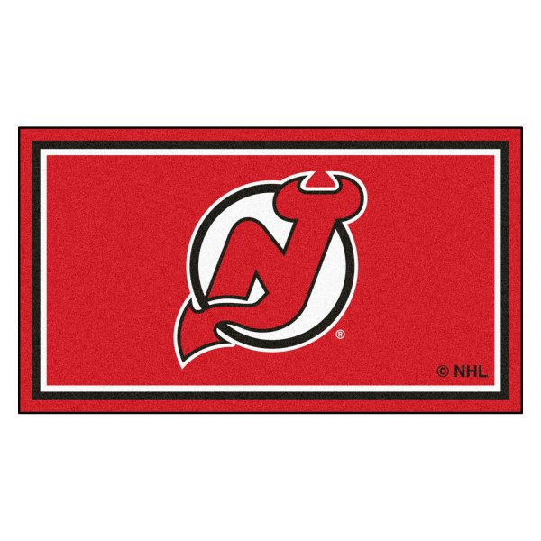FanMats® - New Jersey Devils 36" x 60" Nylon Face Plush Floor Rug with "NJ Devil Horn" Logo