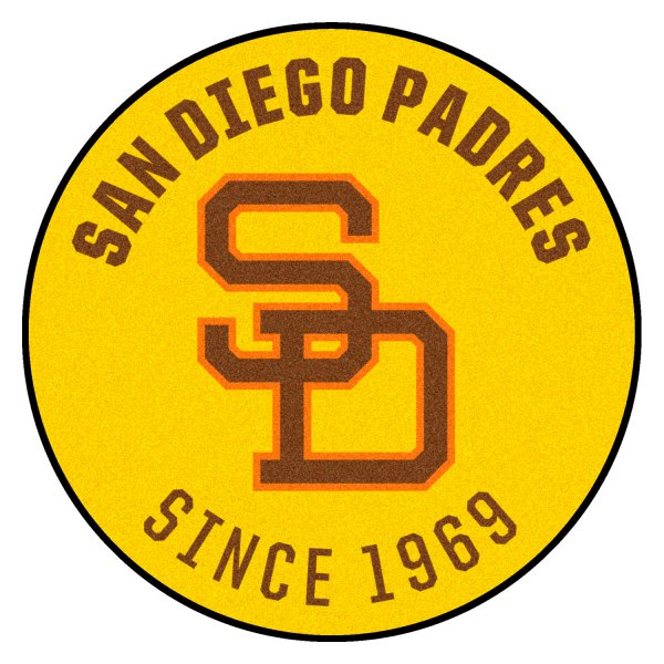 FanMats® - Cooperstown Retro Collection 1969 San Diego Padres 27.6" Dia Nylon Face Starter Mat
