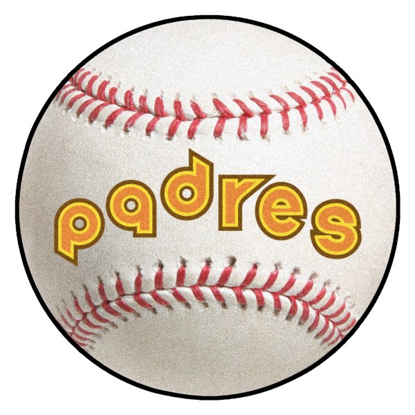 FanMats® - Cooperstown Retro Collection 1969 San Diego Padres Baseball Mat 27" Dia Nylon Face Retro Baseball Ball Floor Mat