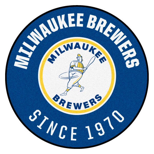FanMats® - Cooperstown Retro Collection 1970 Milwaukee Brewers 27.6" Dia Nylon Face Starter Mat