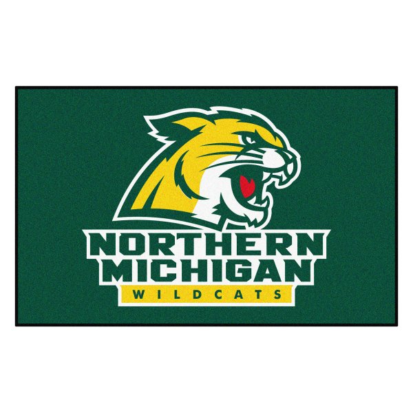 FanMats® - Northern Michigan University 60" x 96" Nylon Face Ulti-Mat with "Wildcat" Logo & Wordmark