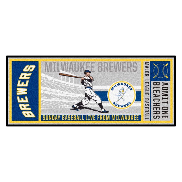 FanMats® - Cooperstown Retro Collection 1970 Milwaukee Brewers 30" x 72" Nylon Face Retro Ticket Runner Mat